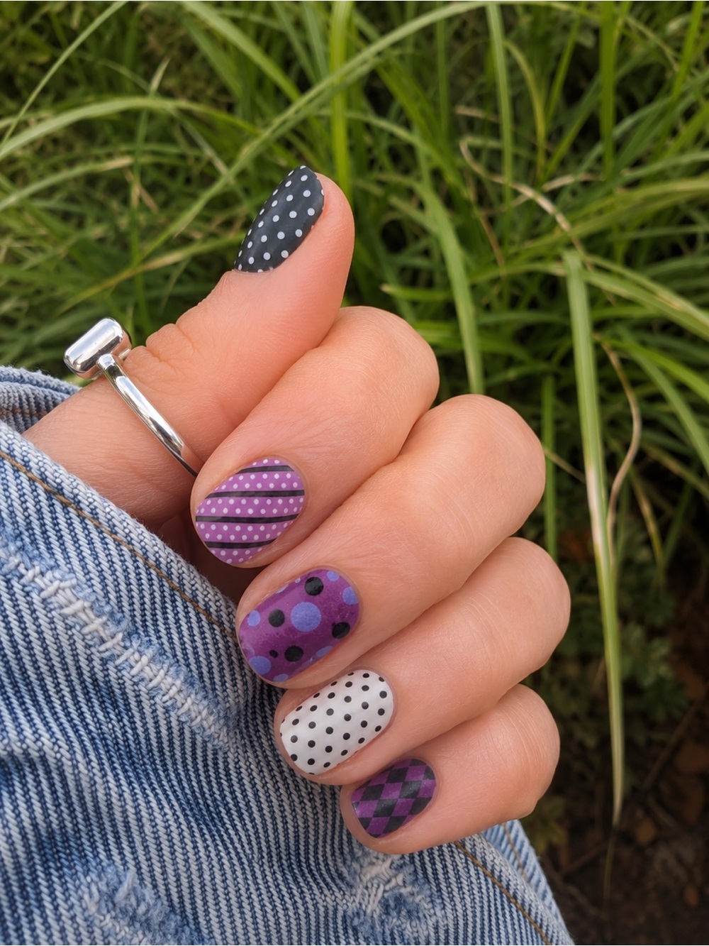 Sweet Manis Purple Pixie Nail Wraps Purple Black White Mixed Pattern
